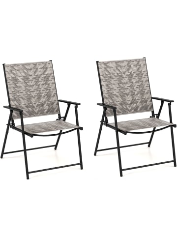 COSTWAY 2er Set Gartenstühle Polyrattan in Grau
