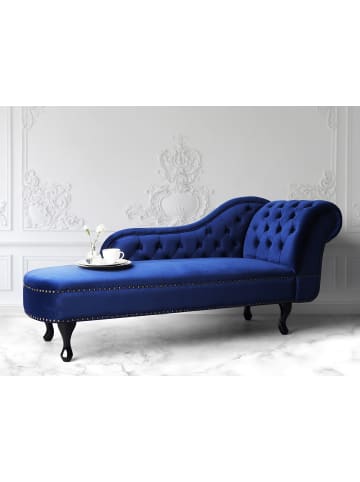 Beliani Chaiselongue NIMES in Blau/Braun - (W) 169 x (H) 79 x (L) 61 cm