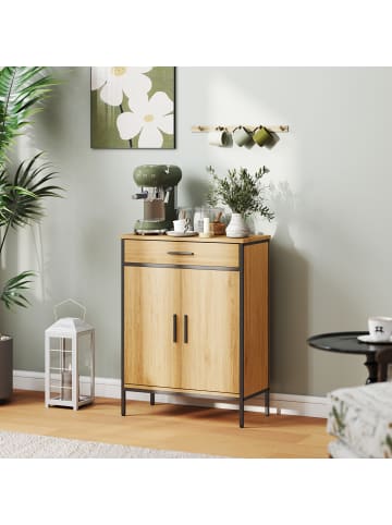 HOMCOM Badezimmerschrank-60L x 30B x 80H cm-Eiche