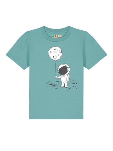 wat? Apparel T-Shirt Kleiner Astronaut mit Luftballon in Teal Monstera