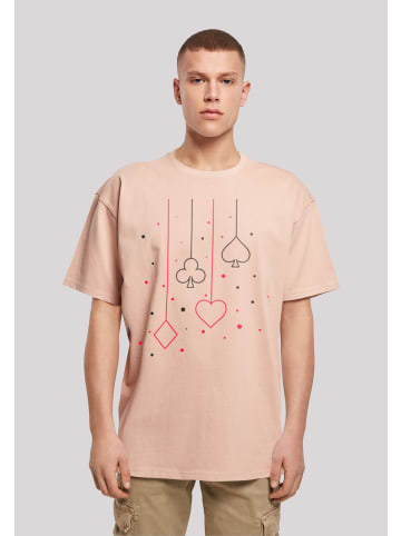 F4NT4STIC T-Shirt Kreuz Pik Herz Karo Poker Kartenspiel in amber