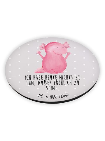Mr. & Mrs. Panda Pinnwand Magnet Axolotl Hurra mit Spruch in Grau Pastell