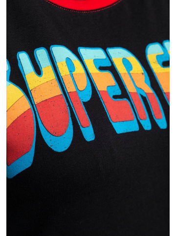 Queen Kerosin Queen Kerosin Vintage Ringer T-Shirt Super Cutie in schwarz