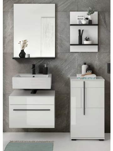 Furn.Design Bad-Regal weiß schwarz, Wandregal hängend, 40 x 62 cm