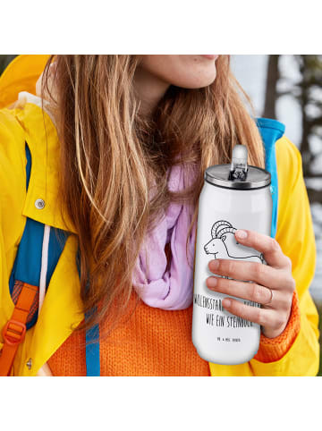 Mr. & Mrs. Panda Trinkflasche Sternzeichen Steinbock mit Spruch in Weiß