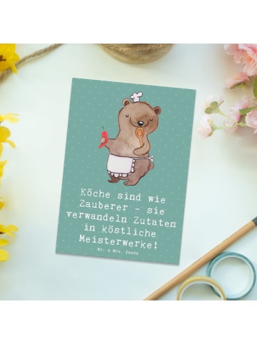 Mr. & Mrs. Panda Grußkarte Koch Zauber mit Spruch in Meeresbrise
