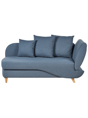 Beliani Chaiselongue MERI in Blau/Heller Holzfarbton - (W) 155 x (H) 76 x (L) 69 cm