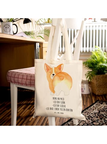 Mr. & Mrs. Panda Tote Bag Corgi Po mit Spruch in Creme