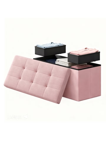 SONGMICS Sitzbank Minota in Rosa - (B)76 x (H)38 x (T)38 cm