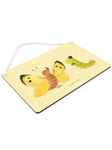 Mr. & Mrs. Panda Schild Raupe Schmetterling ohne Spruch in Gelb Pastell