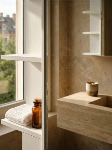 KADIMA DESIGN Hängeschrank | Weiß, 80x64.5x20cm, Spiegel