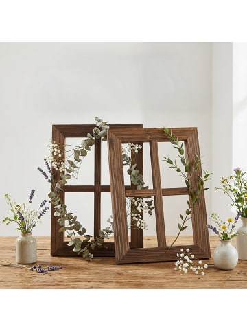 relaxdays 2 x Dekofenster in Braun - 40 x 28 cm