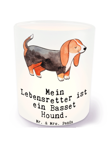 Mr. & Mrs. Panda Glas Windlicht Basset Hound Lebensretter mit Sp... in Transparent