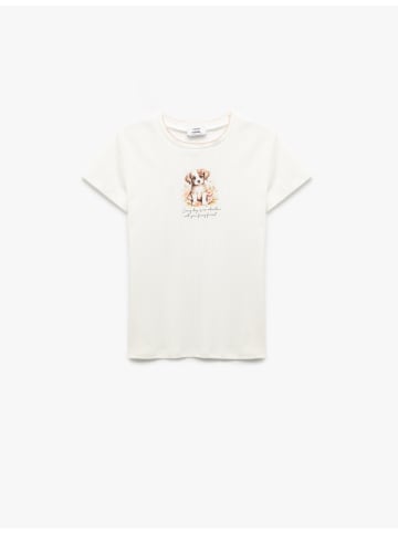 KOTON T-shirt in Ekru