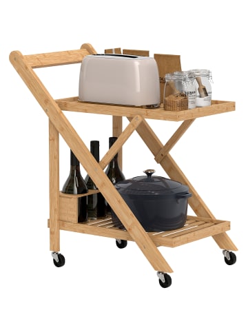 HOMCOM Küchenwagen in Naturholz 66L x 40B x 70H cm
