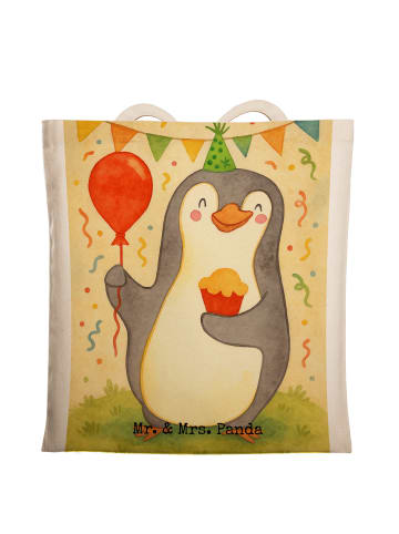Mr. & Mrs. Panda Tote Bag Pinguin Geburtstag Design ohne Spruch in Weiß