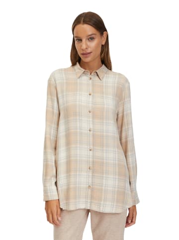 BETTY & CO Longbluse kariert in Camel/Grey