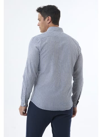JIMMY SANDERS Hemd Langarm Gestreift in navy