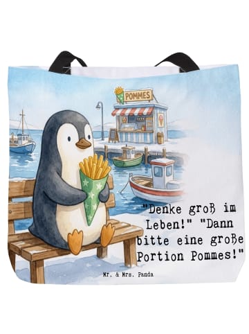 Mr. & Mrs. Panda Shopper Damen Pinguin Pommestüte Design mit Spruch in Weiß