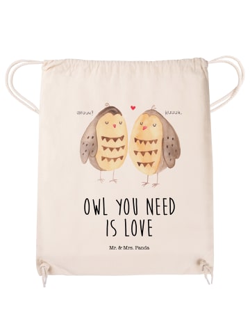 Mr. & Mrs. Panda Stoffbeutel Eulen Liebe mit Spruch in Creme