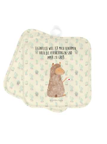 Mr. & Mrs. Panda Topflappen Alpaka Fahne mit Spruch in Kaktus Grün