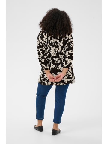 KAFFE curve Bluse langarm KCtrine Regular fit in Black Chalk Leaves