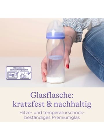 Lansinoh Babyflasche mit NaturalWave®Sauger S, Glas, Weithals, 160 ml in Transparent