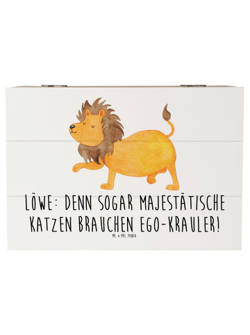 Mr. & Mrs. Panda Holzkiste Majestätischer Löwe mit Spruch in Weiß