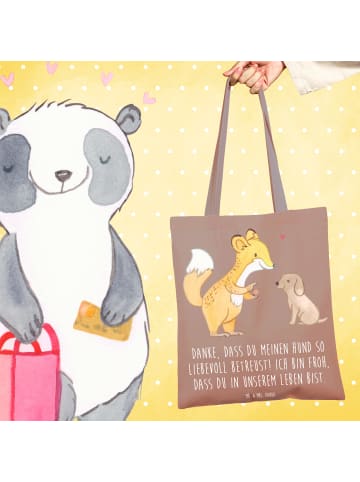 Mr. & Mrs. Panda Tragetasche Danke Hundesitter mit Spruch in Braun Pastell
