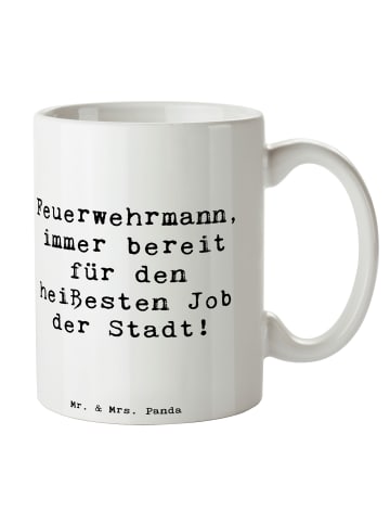 Mr. & Mrs. Panda Pott Spruch Feuerwehrmann Held mit Spruch in Weiß