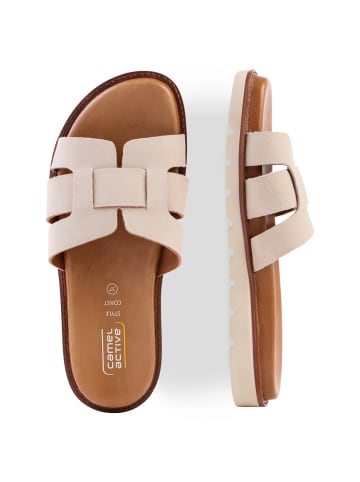 Camel Active Pantolette mit gepolstertem Lederfußbett in Beige