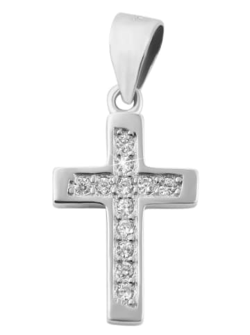 Adeliás Damen Anhänger – Kreuz Kreuzanhänger aus 925 Silber mit Zirkonia in silber