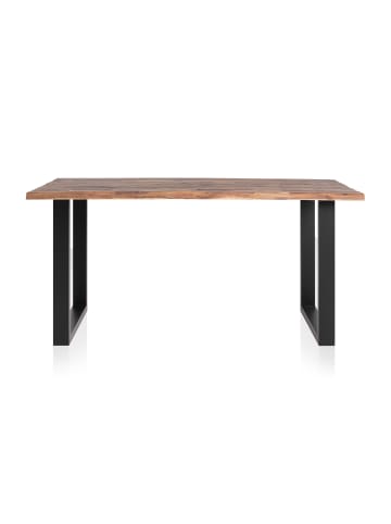 SalesFever Esstisch 160x90 cm aus Massivholz Akazie Balkenoptik und U-Gestell in Schwarz