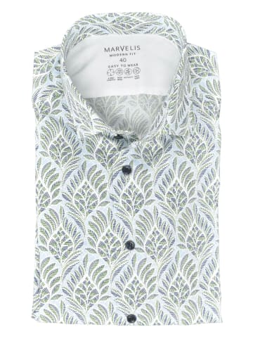 MARVELIS Modern Fit Easy To Wear Hemd in Blau/Grün