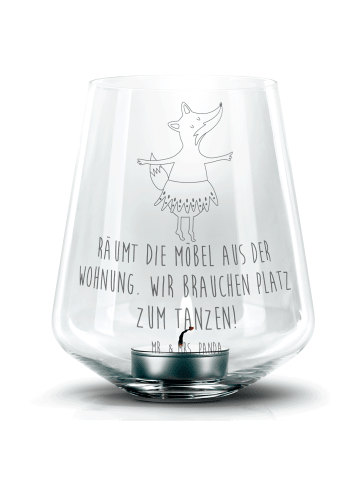 Mr. & Mrs. Panda Glas Teelichthalter Fuchs Ballerina mit Spruch in Transparent