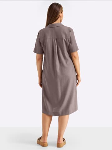 sheego Leinenkleid in dunkeltaupe