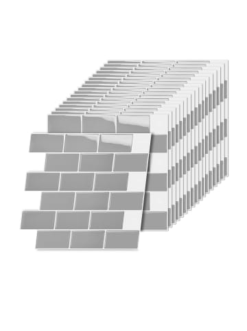 relaxdays 20 x Klebefliesen in Grau - 30x30