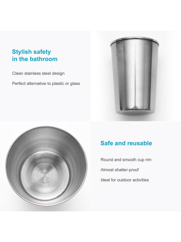 Intirilife 5x Stapelbare Edelstahl Becher in In 170 ml