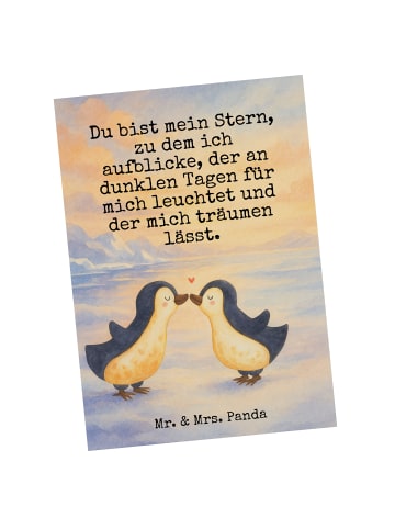 Mr. & Mrs. Panda Postkarte Pinguin Liebe Design mit Spruch in Weiß