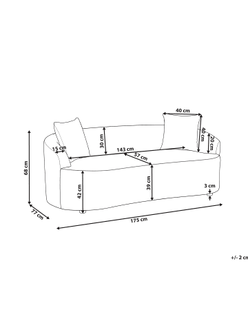 Beliani 2-Sitzer Sofa AMAL in Beige - (W) 175 x (H) 68 x (L) 80 cm