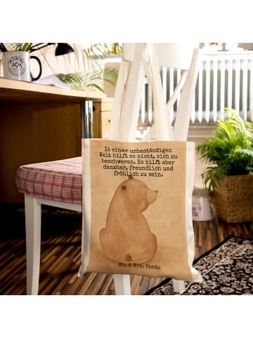 Mr. & Mrs. Panda Tragetasche Bär Schulterblick Design mit Spruch in Weiß