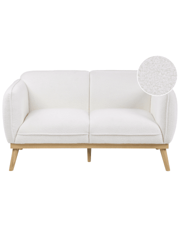 Beliani 2-Sitzer Sofa LJUNG in Weiß/Braun - (W) 160 x (H) 82 x (L) 82 cm
