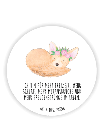 Mr. & Mrs. Panda Rund Magnet Wüstenfuchs Blumen mit Spruch in Weiß
