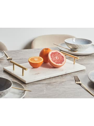 Beliani Serviergeschirr DIMARI in Weiß/Gold - (W) 38 x (H) 6 x (L) 23 cm