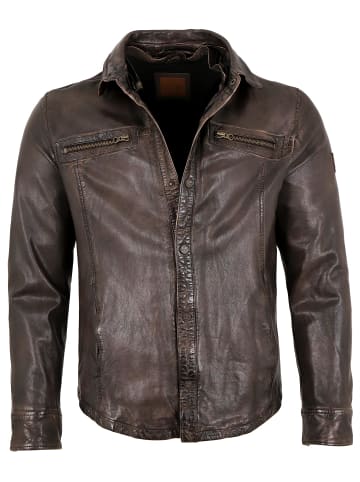 redpoint Lederjacke Lammnappa Kapuze in Dunkelbraun