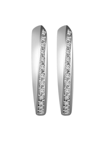Adeliás Damen Ohrringe – Klappcreole aus 925 Silber mit Zirkonia in silber