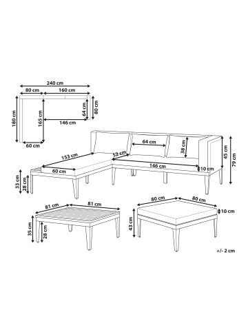 Beliani 3-tlg Sitzgruppe BRACCIANO in Beige/Schwarz/Braun