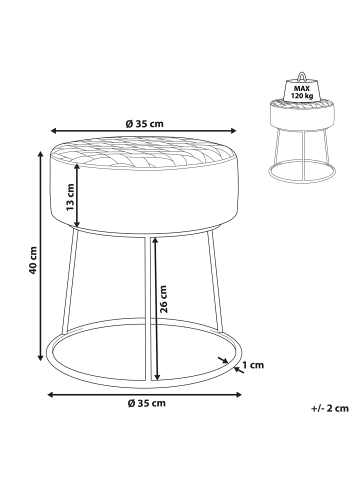 Beliani Hocker DELCO in Beige/Gold - (W) 35 x (H) 40 x (L) 35 cm