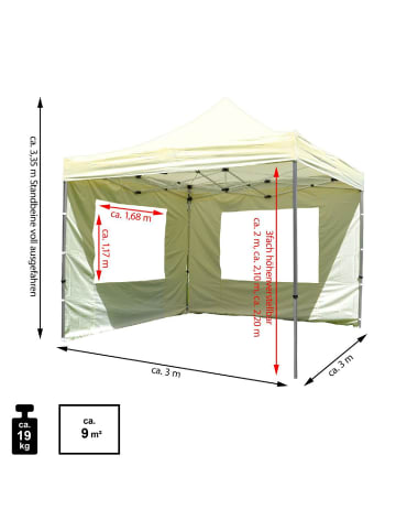 VCM  Falt Pavillon 3x3m champagner in Weiß