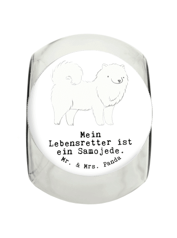 Mr. & Mrs. Panda Leckerli Glas Samojede Lebensretter mit Spruch in Weiß